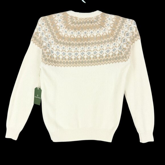 Mutual Weave Women's Pullover Crewneck Fair Isle Knit Ivory Sweater Sz Small NWT - Picture 2 of 9